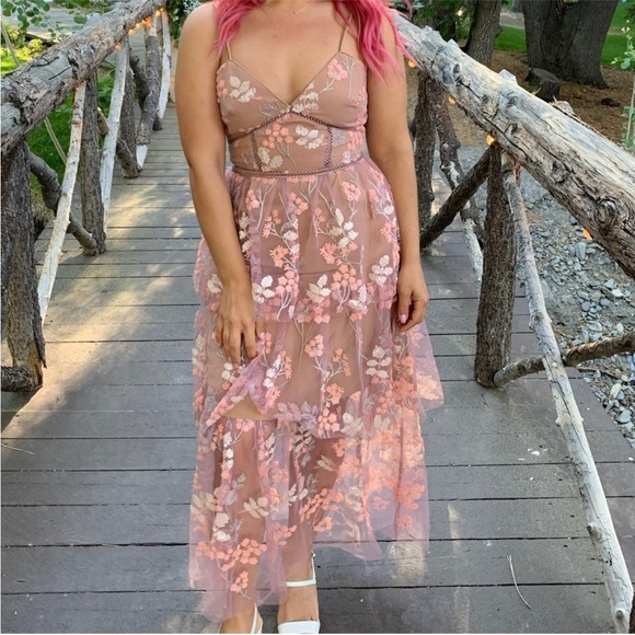 Self-Portrait 3D Floral Embellished Tulle
Midi Dress in Pink Size 10 - Picture 5 of 16